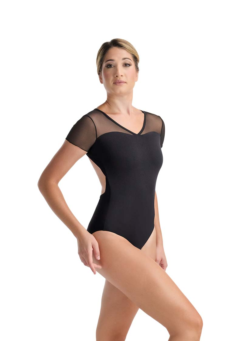 Ballet Rosa Monia Open Back V-Front Mesh Leotard