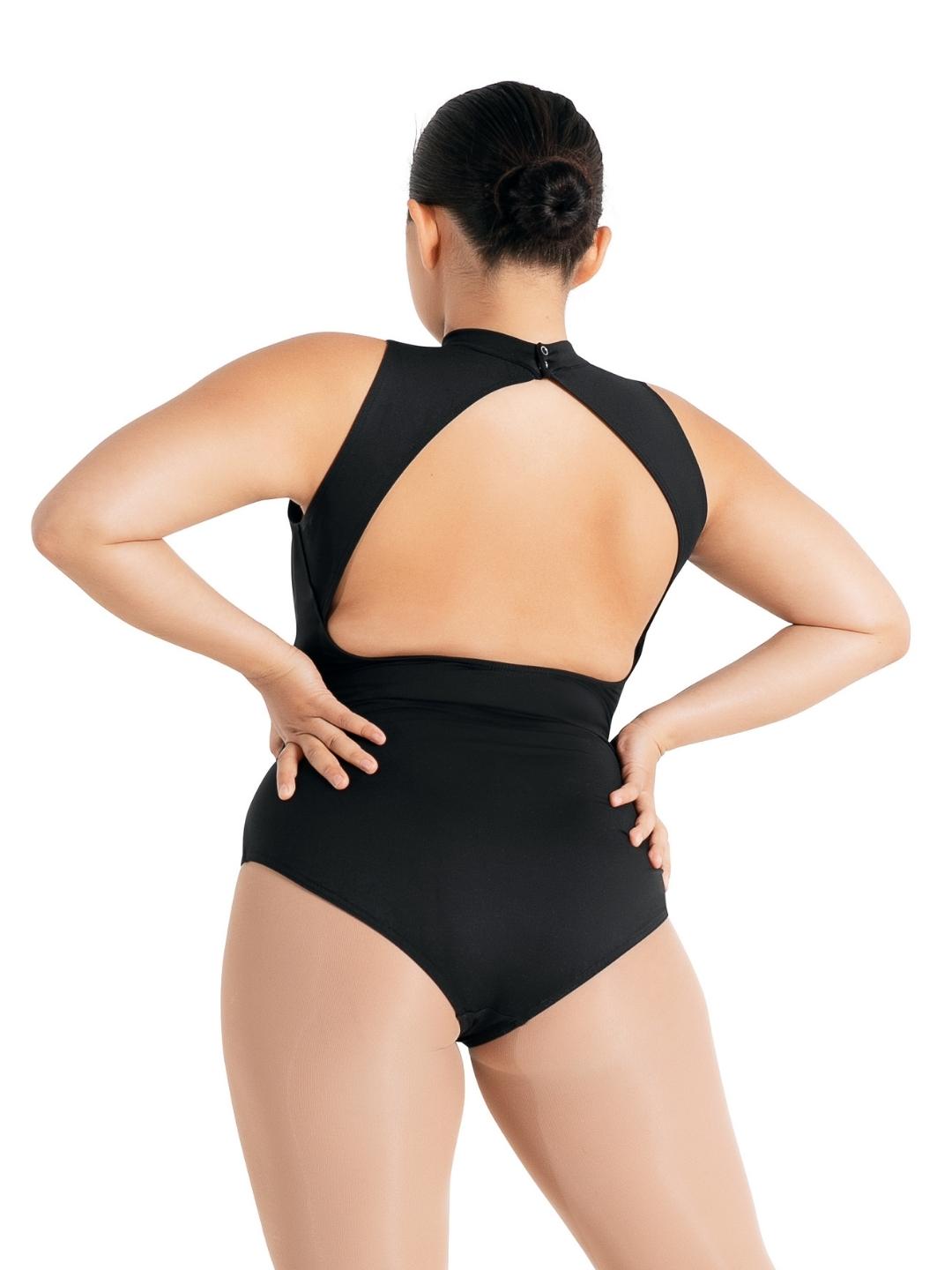 Capezio black women's leotard bodysuit with built in bra size Large dance