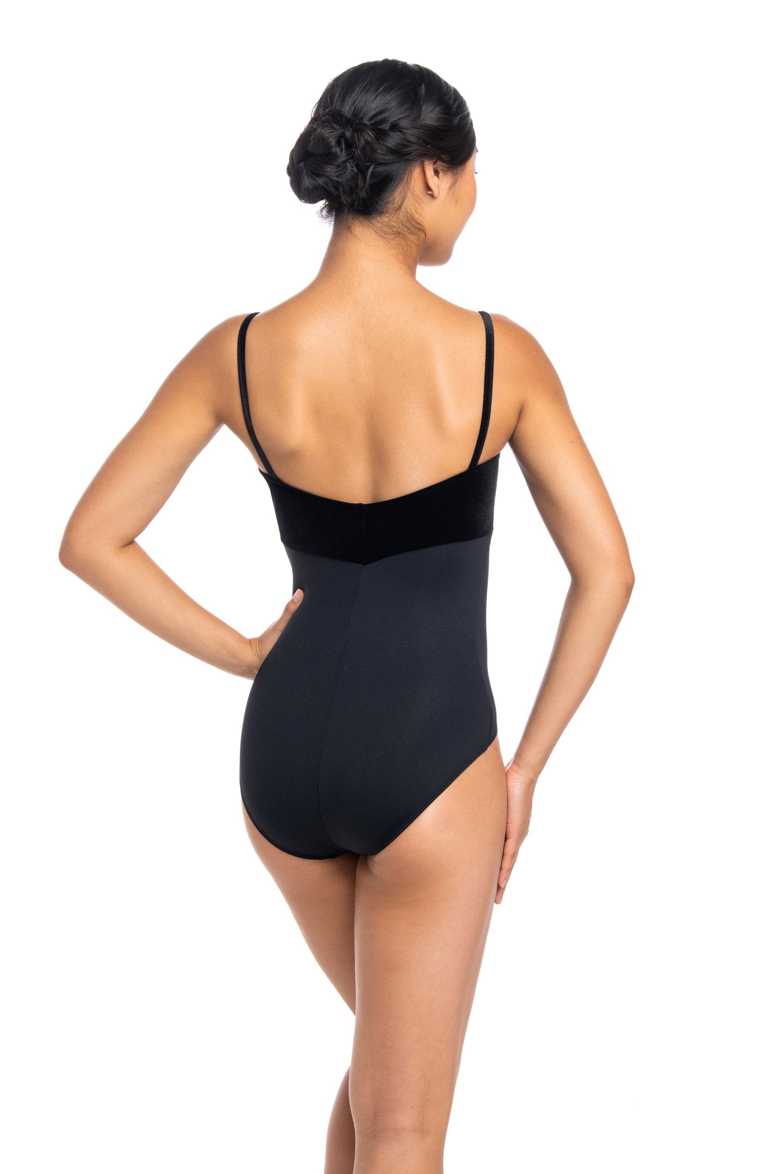 AinslieWear 103A Spaghetti Strap with Velvet Bodice Leotard