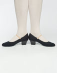 Freed canvas character shoe with cuban heel