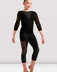 Bloch FT5072C Girls Jamei Mesh Panelled 3/4 Sleeve Top