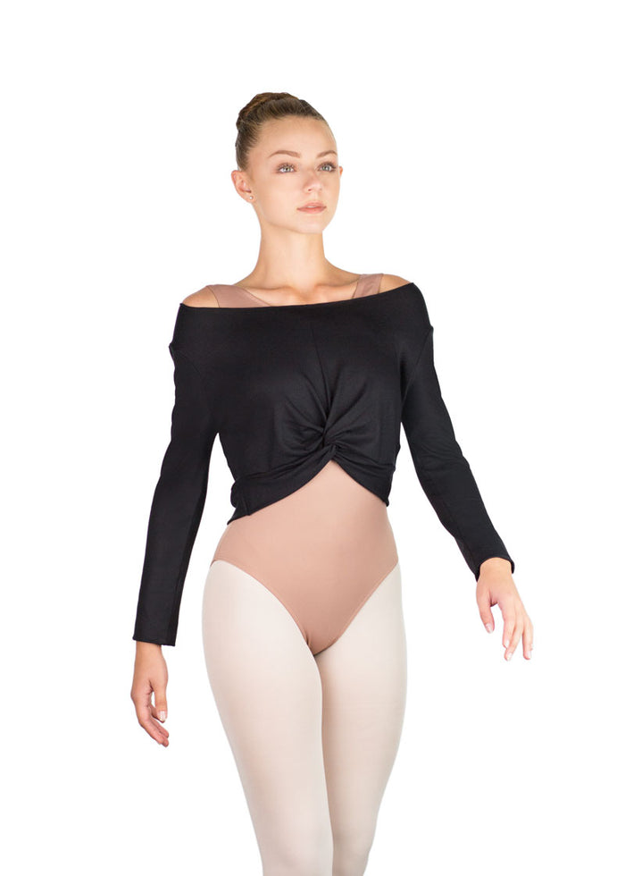 Ballet Rosa Megumi Long Sleeve Cropped Twist Top